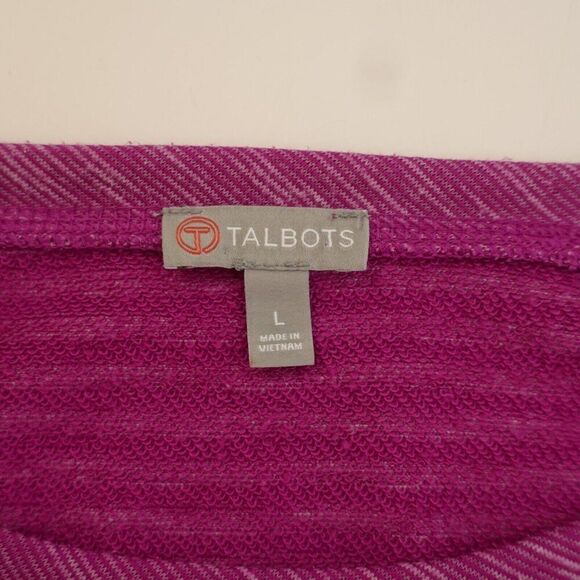 Talbots Purple Striped Large Scoop Neck Knit Lightweight Pullover Sweater - Picture 9 of 9